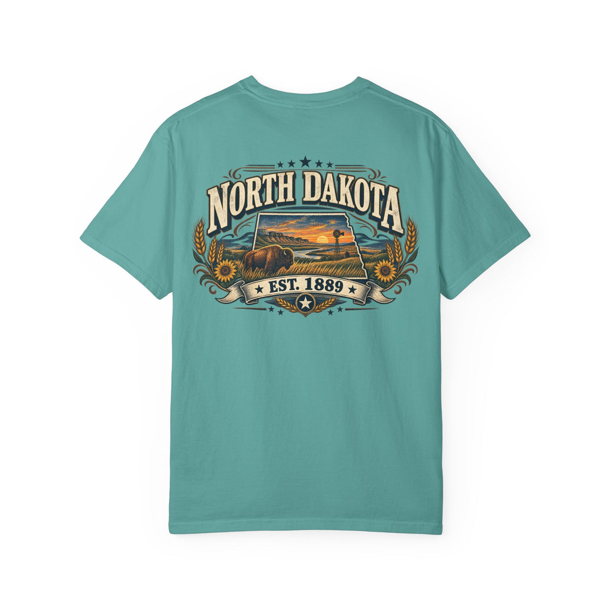 North Dakota Established 1889 Unisex Comfort Color 1717 Streetwear Graphic Tee