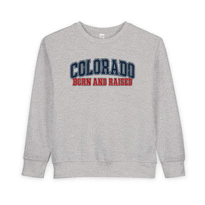 Colorado Born and Raised Collegiate Classic Unisex Toddler Sweatshirt