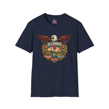 Illinois Americana Eagle Unisex Softstyle T Shirt State Pride Graphic Tee Collections FS03