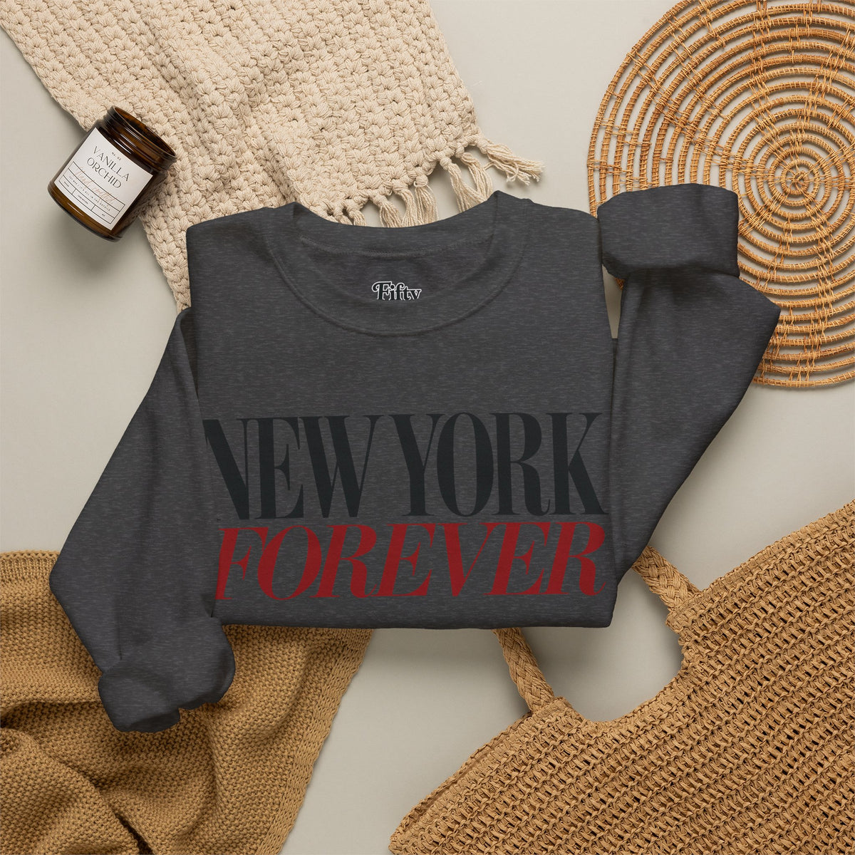 New York Forever Unisex Crewneck Sweatshirt State Name Graphic