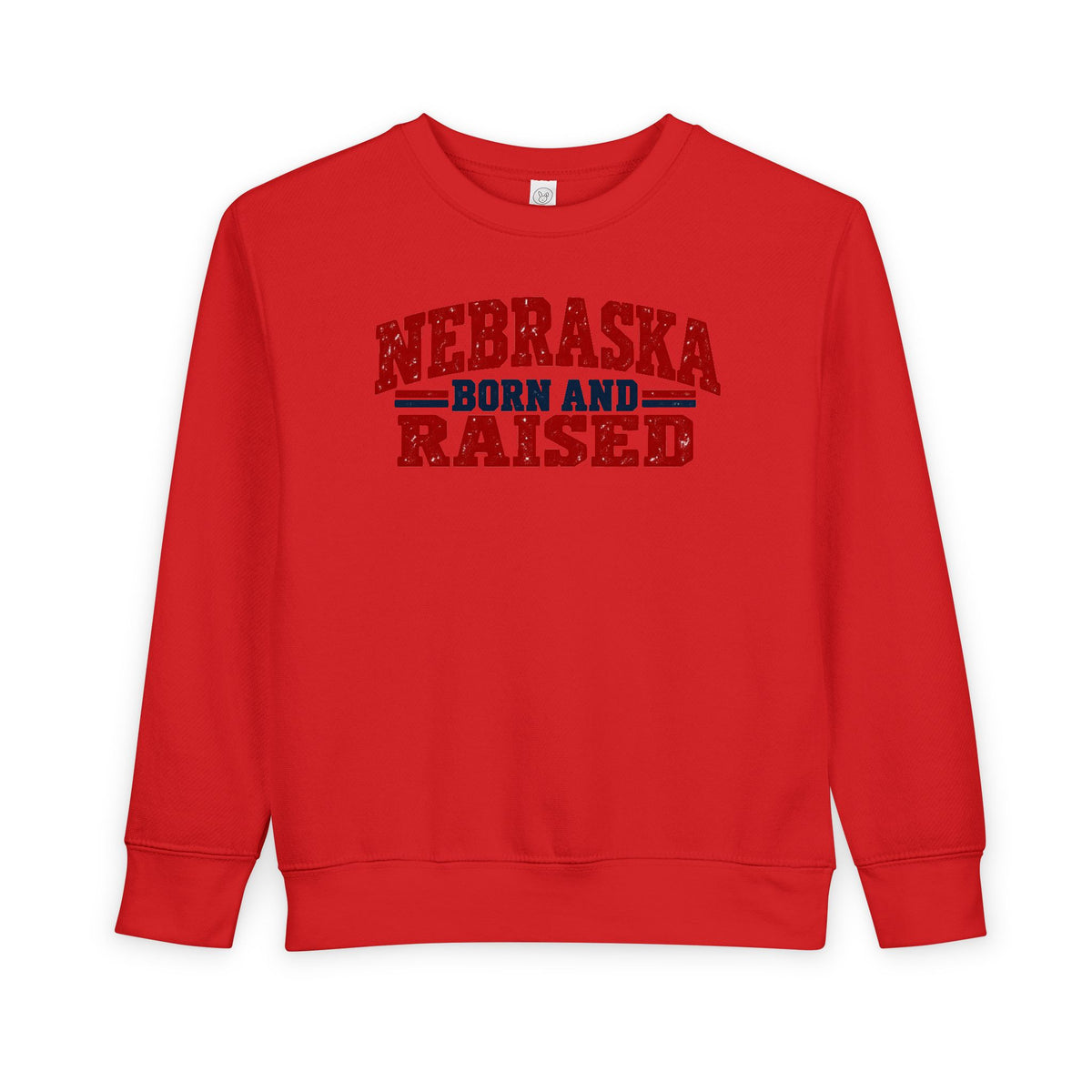 Nebraska Born and Raised Vintage Farmhouse Unisex Toddler Sweatshirt Graphic