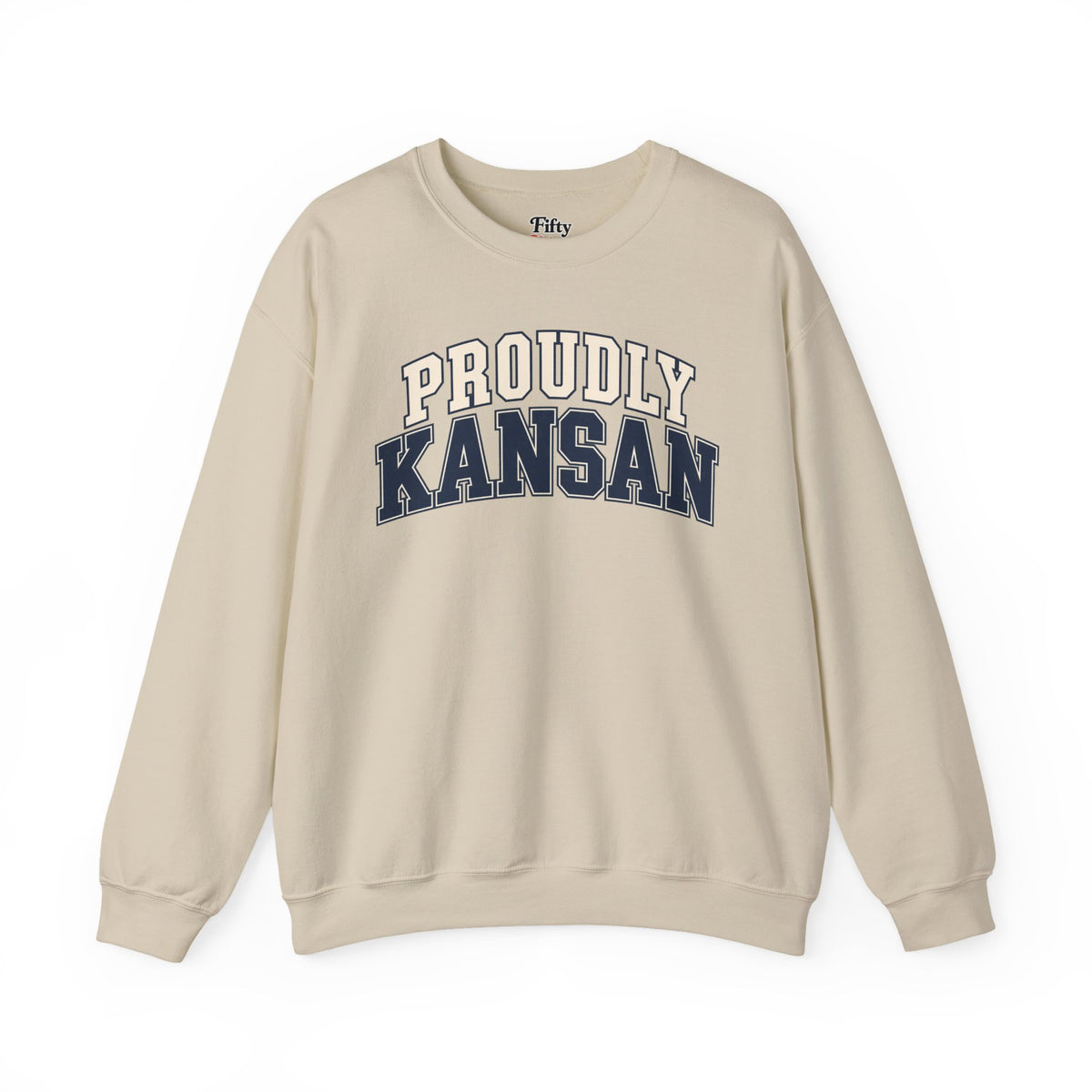 Proudly Kansan Kansas Unisex Crewneck Sweatshirt State Name Graphic