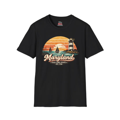 Maryland Coastal Sunset Unisex Softstyle T Shirt State Pride Graphic Tee Collections FS03