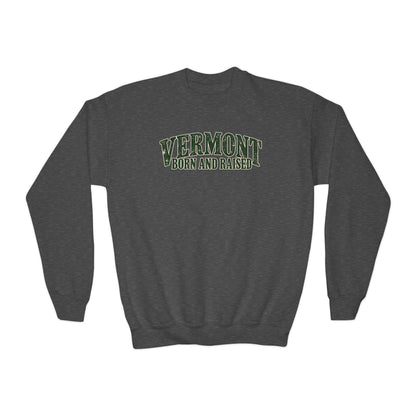 Vermont Born and Raised New England Heritage Unisex Youth Crewneck Sweatshirt