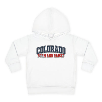 Colorado Born and Raised Collegiate Classic Unisex Toddler Pullover Fleece Hoodie