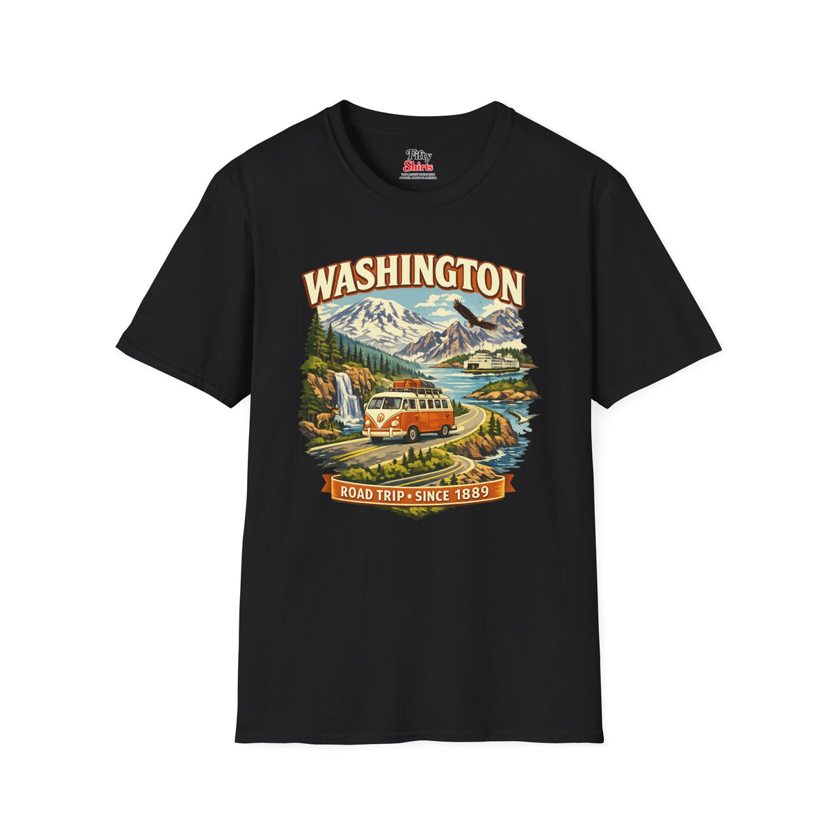 Washington Roadtrip Unisex Softstyle T Shirt State Pride Graphic Tee Collections FS03
