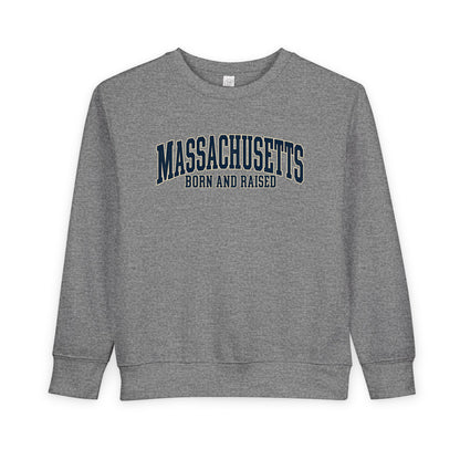 Massachusetts Born and Raised Classic Souvenir Style Unisex Toddler Sweatshirt