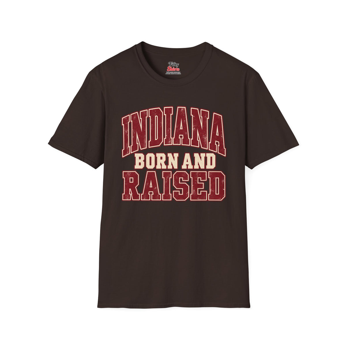 Indiana Born and Raised Unisex Softstyle T Shirt State Name Graphic Tee