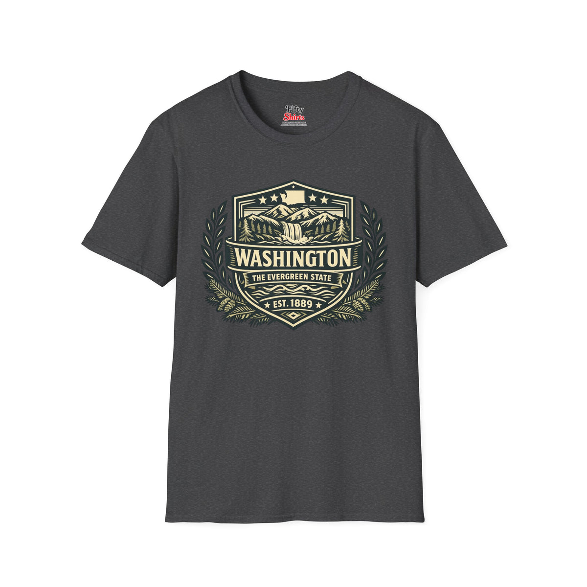 Washington Heritage Badge Unisex Softstyle T Shirt State Pride Graphic Tee Collections FS03