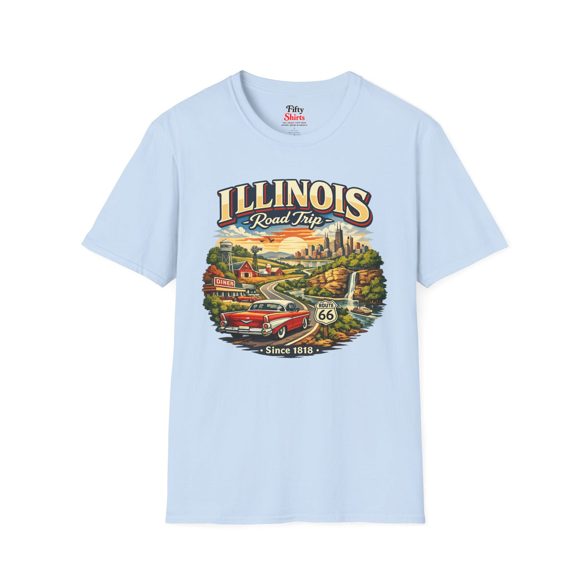 Illinois Road Trip Unisex Softstyle T Shirt State Pride Graphic Tee Collections FS03