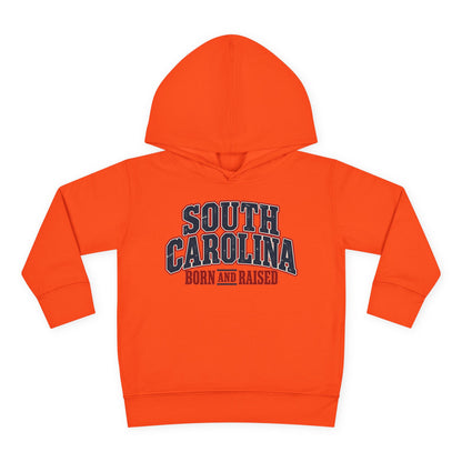 South Carolina Born and Raised Southern Americana Unisex Toddler Pullover Fleece Hoodie