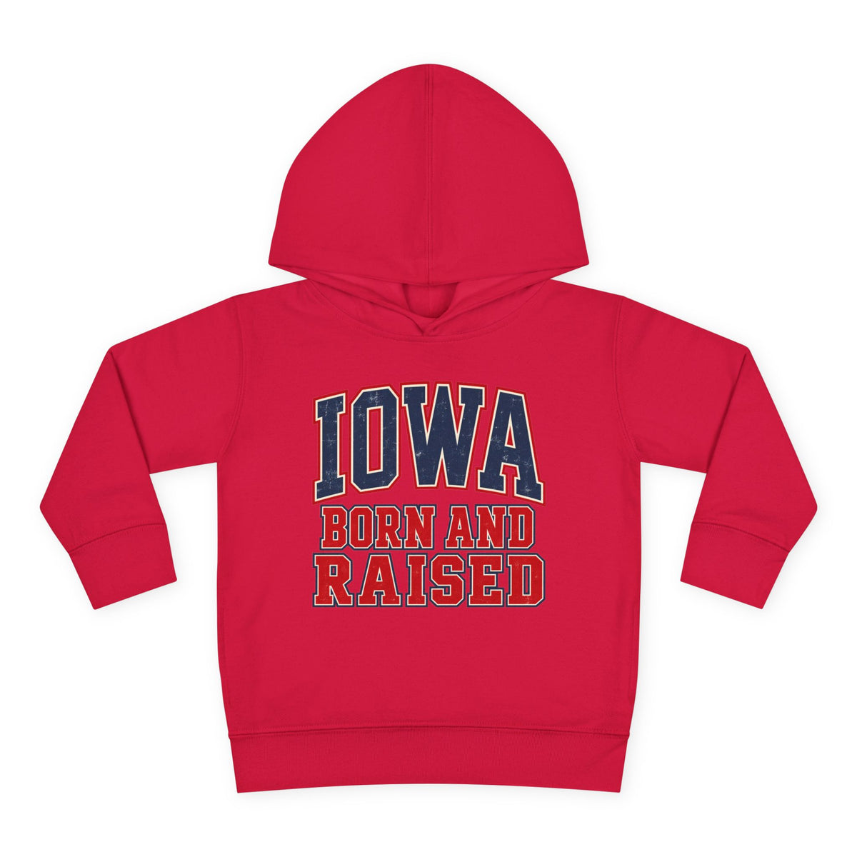 Iowa Born and Raised Vintage Collegiate Unisex Toddler Pullover Fleece Hoodie