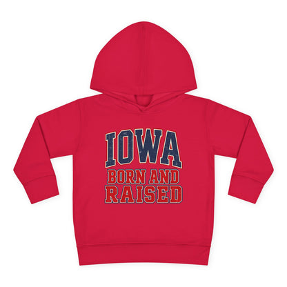 Iowa Born and Raised Vintage Collegiate Unisex Toddler Pullover Fleece Hoodie