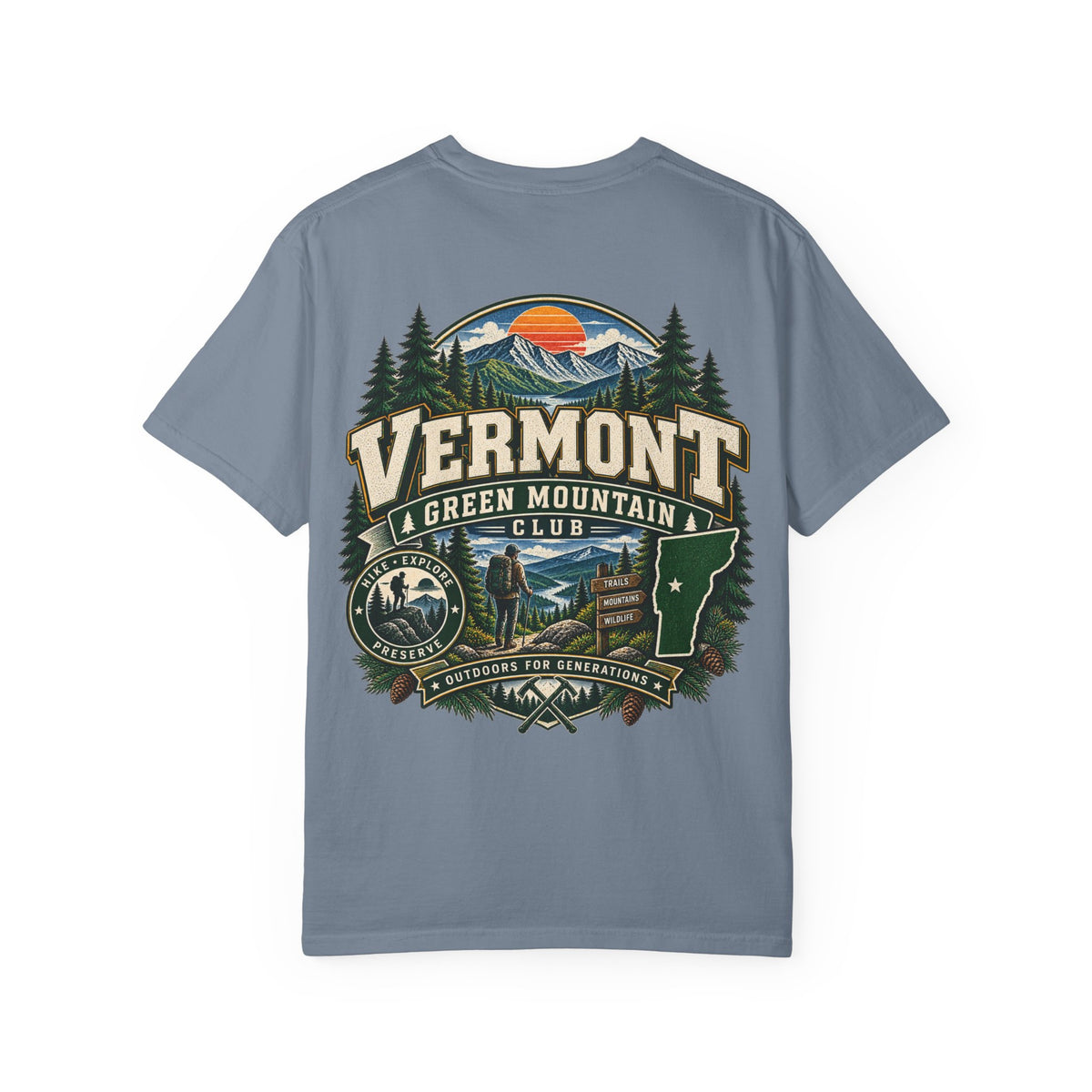 Vermont Green Mountain Club Unisex Comfort Color 1717 Streetwear Graphic Tee