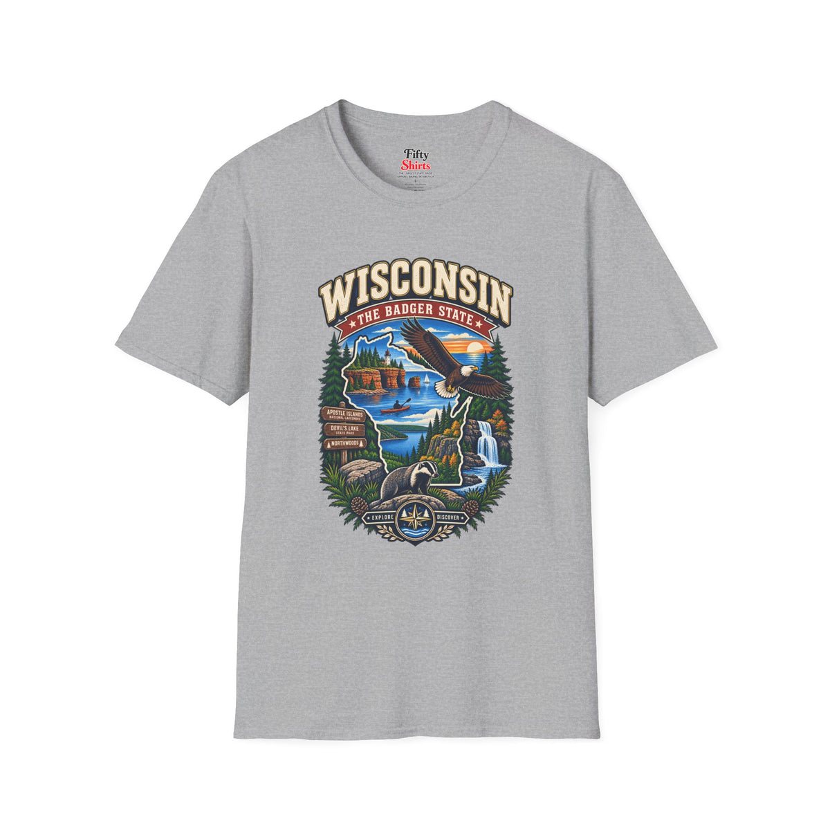 Wisconsin Badger State Adventure Unisex Softstyle T Shirt State Pride Graphic Tee Collections FS03