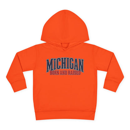 Michigan Born and Raised Luxury Vintage Streetwear Unisex Toddler Pullover Fleece Hoodie