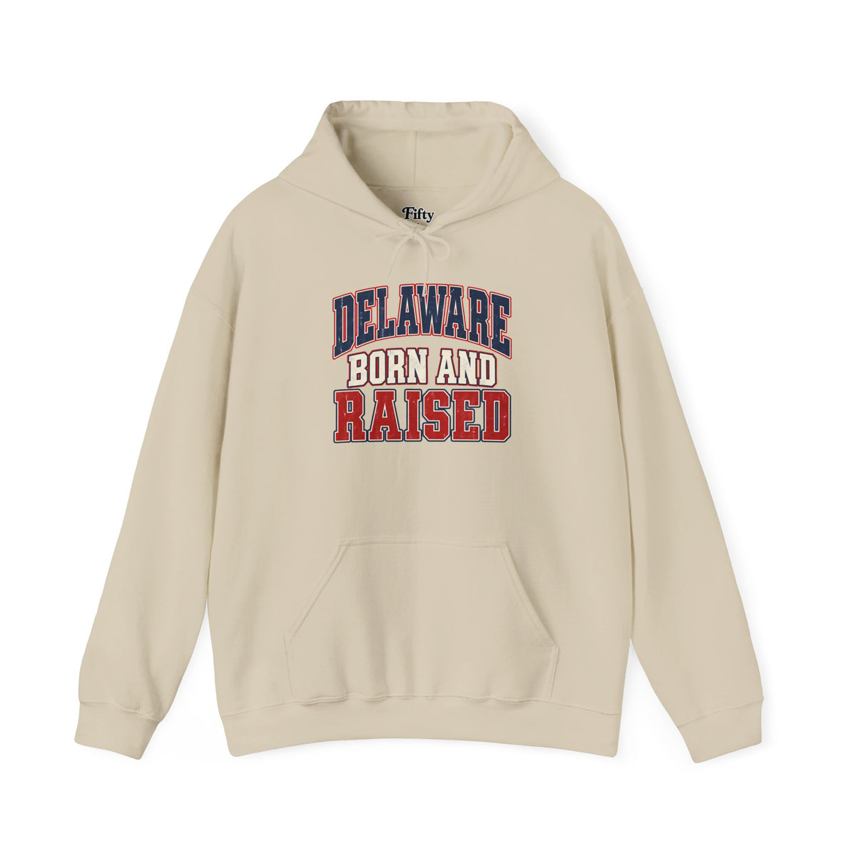 Delaware Born and Raised Unisex Hoodie State Name Graphic