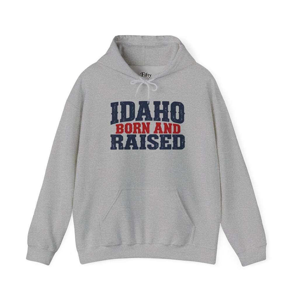Idaho Born and Raised Bold Americana Unisex Hoodie Graphic