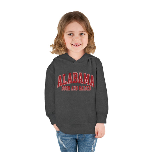 Alabama Born and Raised Collegiate Classic Unisex Toddler Pullover Fleece Hoodie
