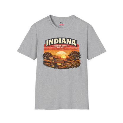 Indiana Countryside Sunset Unisex Softstyle T Shirt State Pride Graphic Tee Collections FS03