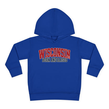 Wisconsin Born and Raised Midwest Heritage Unisex Toddler Pullover Fleece Hoodie