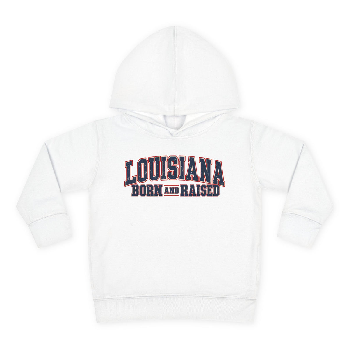 Louisiana Born and Raised Vintage Americana Unisex Toddler Pullover Fleece Hoodie
