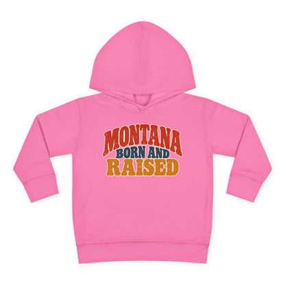 Montana Born and Raised Retro 1970s Unisex Toddler Pullover Fleece Hoodie