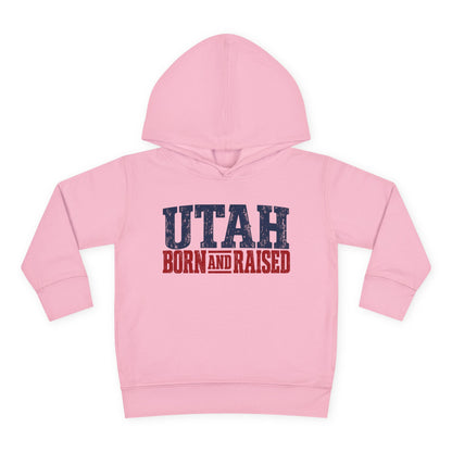 Utah Born and Raised Mountain West Style Unisex Toddler Pullover Fleece Hoodie