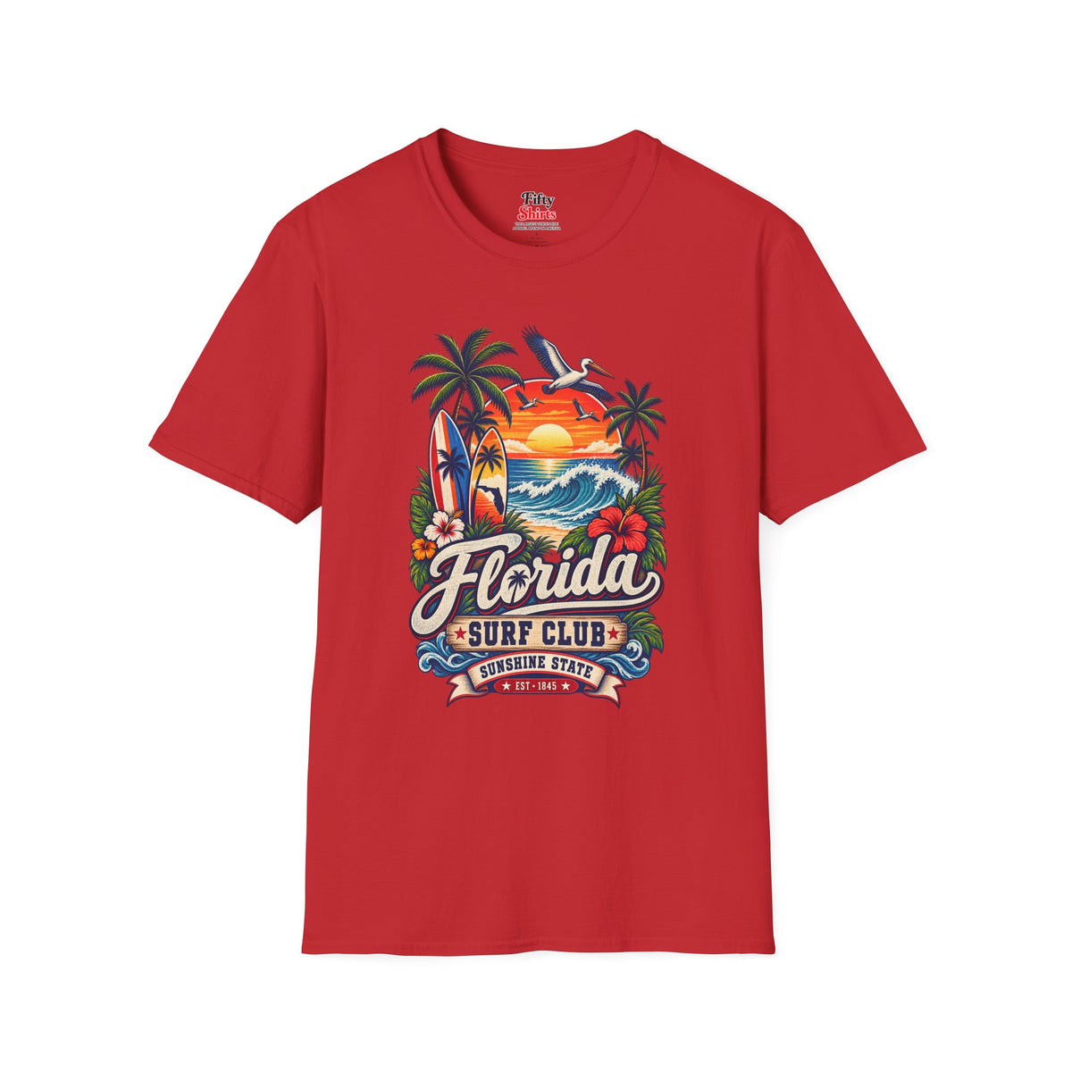 Florida Surf Club Unisex Softstyle T Shirt State Pride Graphic Tee Collections FS03