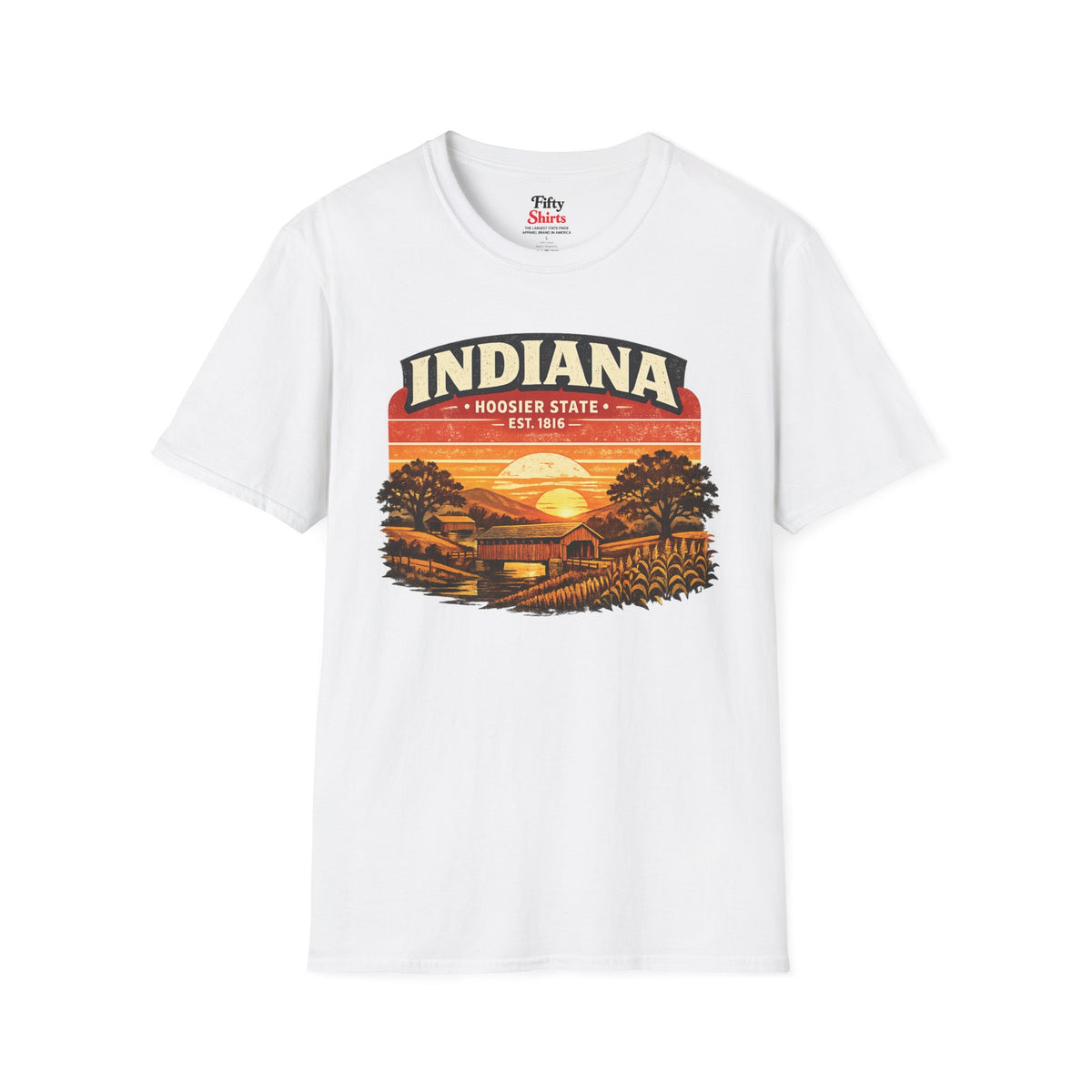 Indiana Countryside Sunset Unisex Softstyle T Shirt State Pride Graphic Tee Collections FS03