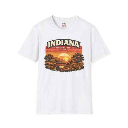 Indiana Countryside Sunset Unisex Softstyle T Shirt State Pride Graphic Tee Collections FS03