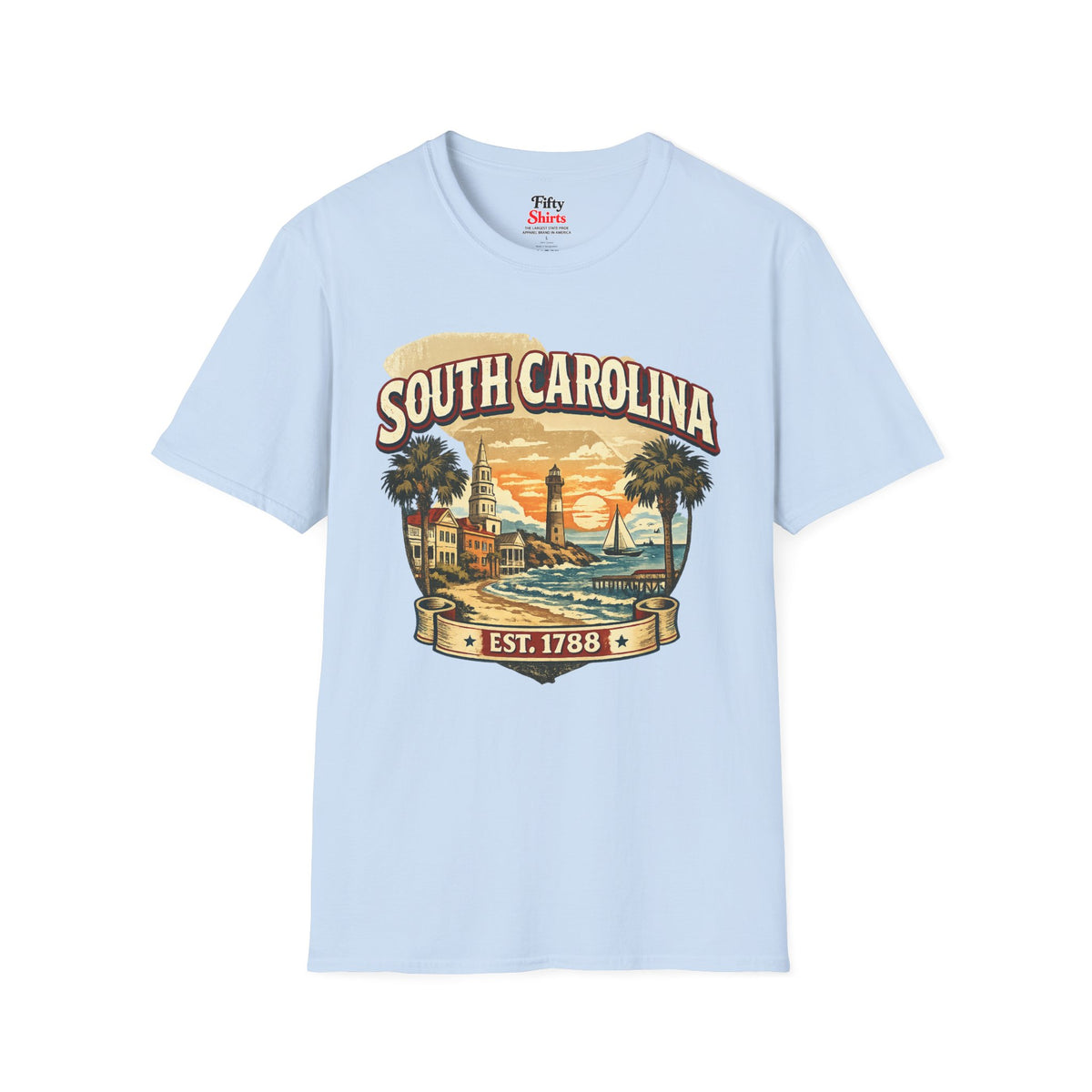 Vintage South Carolina Heritage Unisex Softstyle T Shirt State Pride Graphic Tee Collections FS03