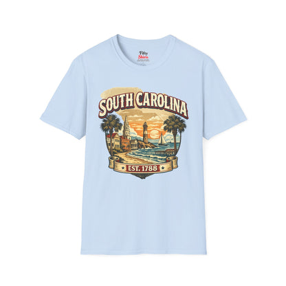 Vintage South Carolina Heritage Unisex Softstyle T Shirt State Pride Graphic Tee Collections FS03