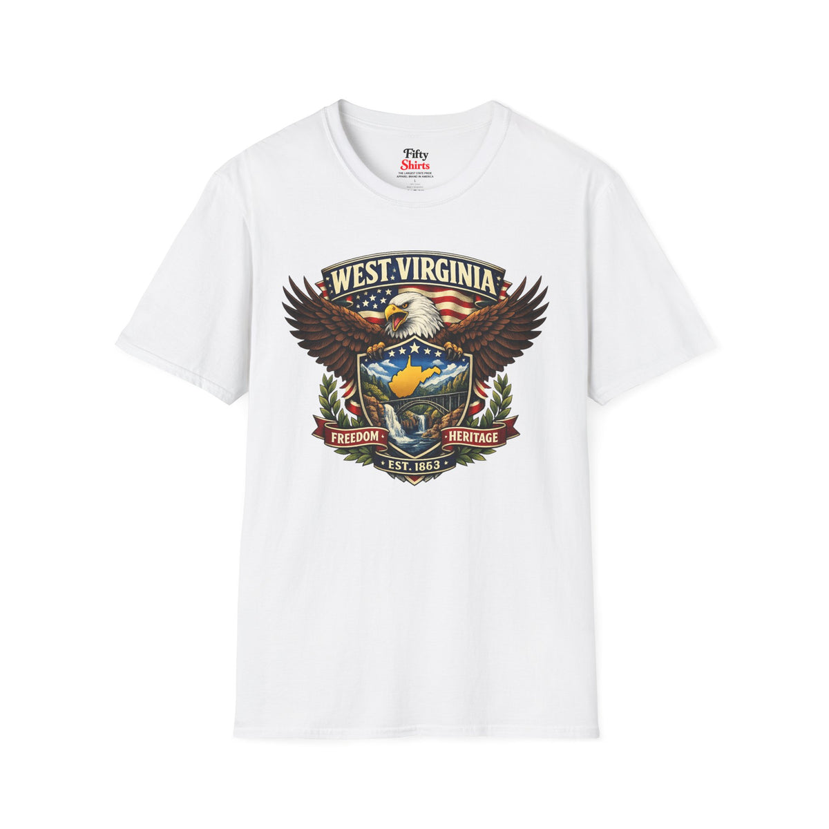 West Virginia Americana Eagle Unisex Softstyle T Shirt State Pride Graphic Tee Collections FS03