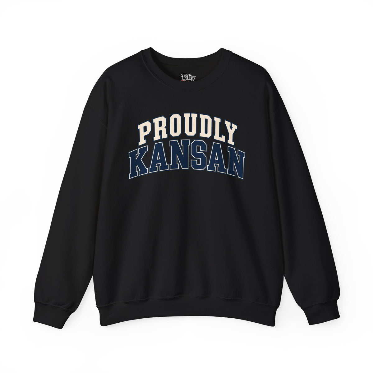 Proudly Kansan Kansas Unisex Crewneck Sweatshirt State Name Graphic