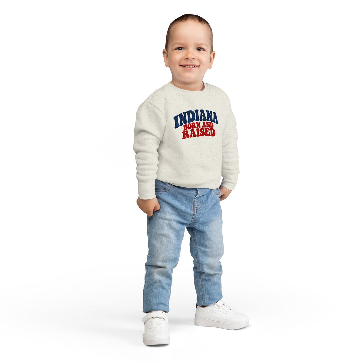 Indiana Born and Raised Retro 1970s Unisex Toddler Sweatshirt