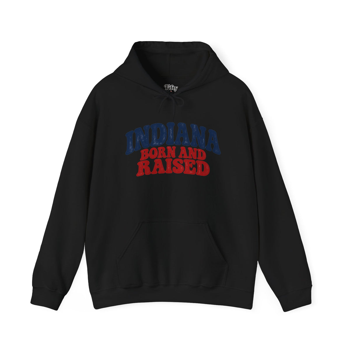 Indiana Born and Raised Retro 1970s Unisex Hoodie Graphic