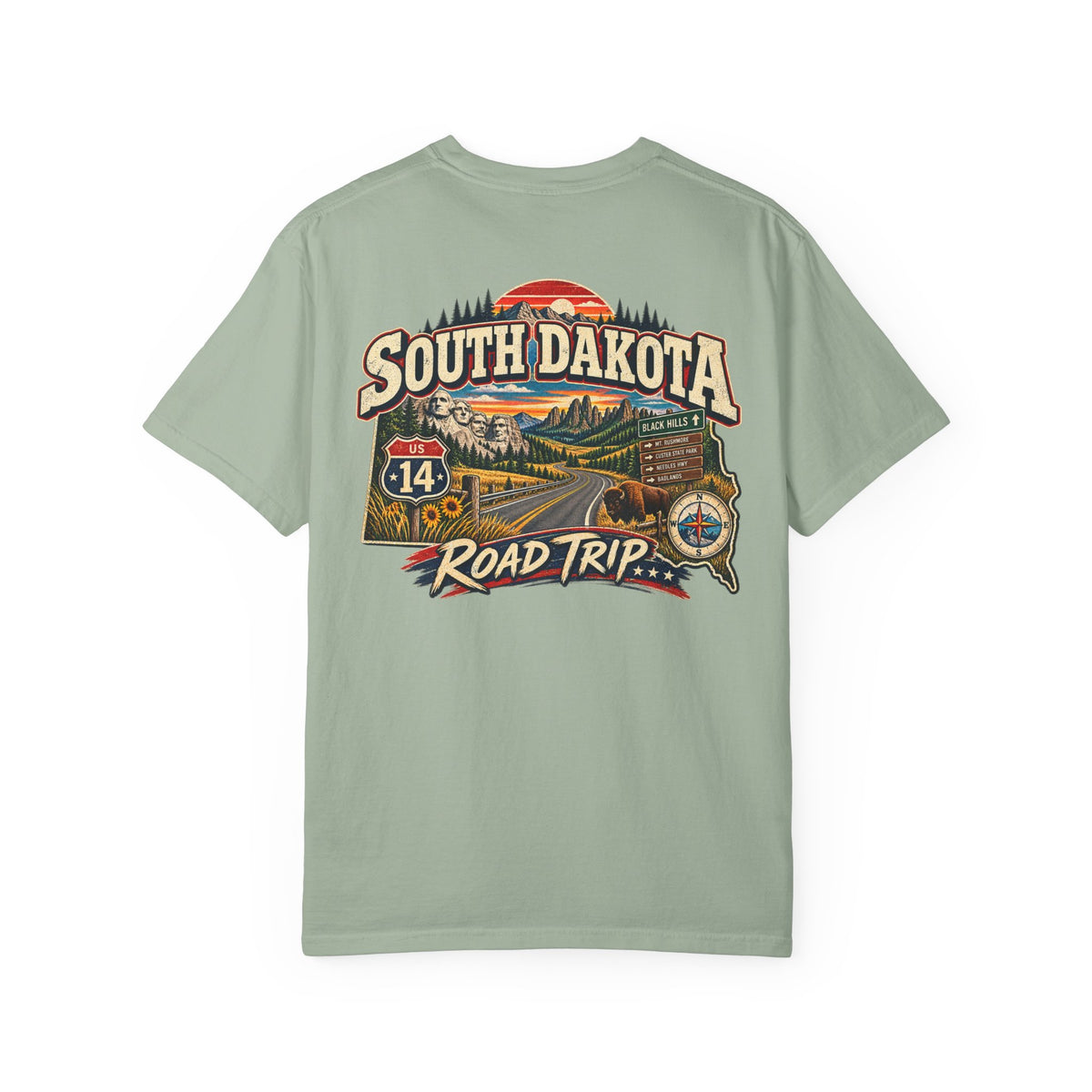 South Dakota Road Trip Unisex Comfort Color 1717 Streetwear Graphic Tee