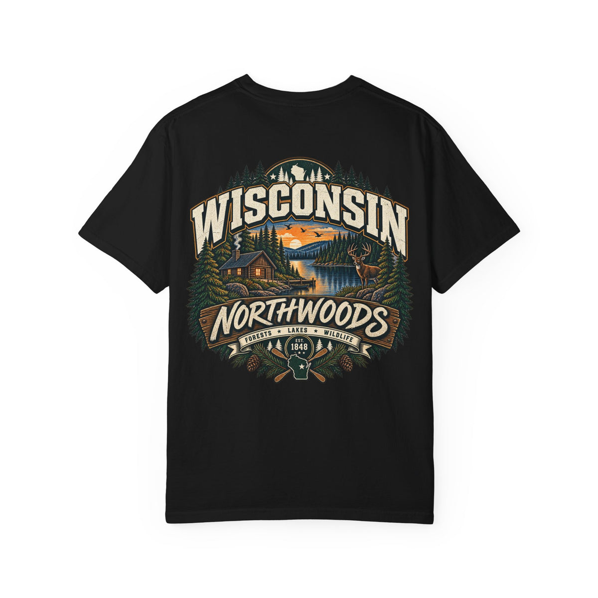 Wisconsin Northwoods Unisex Comfort Color 1717 Streetwear Graphic Tee