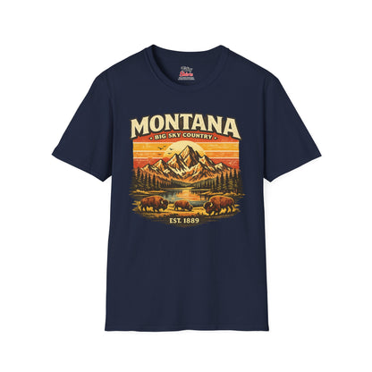 Montana Mountain Sunset Unisex Softstyle T Shirt State Pride Graphic Tee Collections FS03