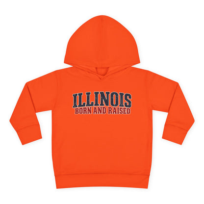 Illinois Born and Raised Midwest Americana Unisex Toddler Pullover Fleece Hoodie