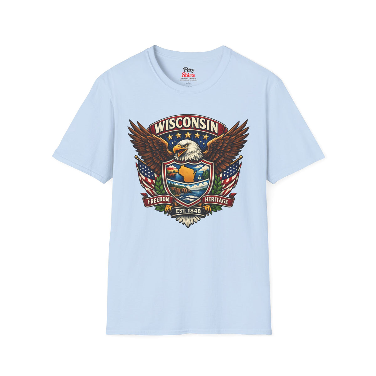 Wisconsin Americana Eagle Unisex Softstyle T Shirt State Pride Graphic Tee Collections FS03