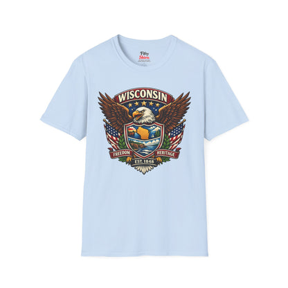 Wisconsin Americana Eagle Unisex Softstyle T Shirt State Pride Graphic Tee Collections FS03