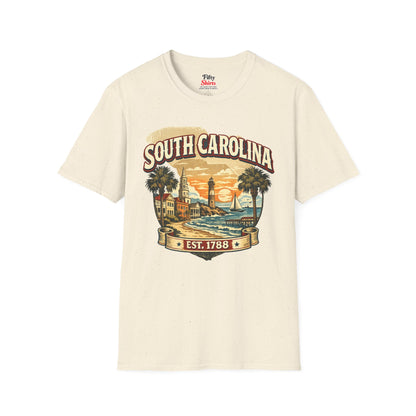 Vintage South Carolina Heritage Unisex Softstyle T Shirt State Pride Graphic Tee Collections FS03