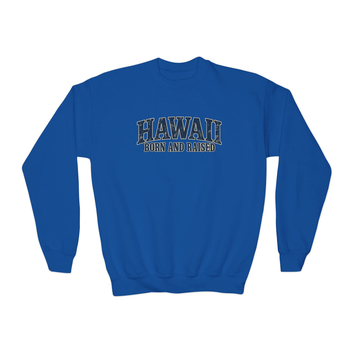 Hawaii Born and Raised Local Pride Unisex Youth Crewneck Sweatshirt Graphic