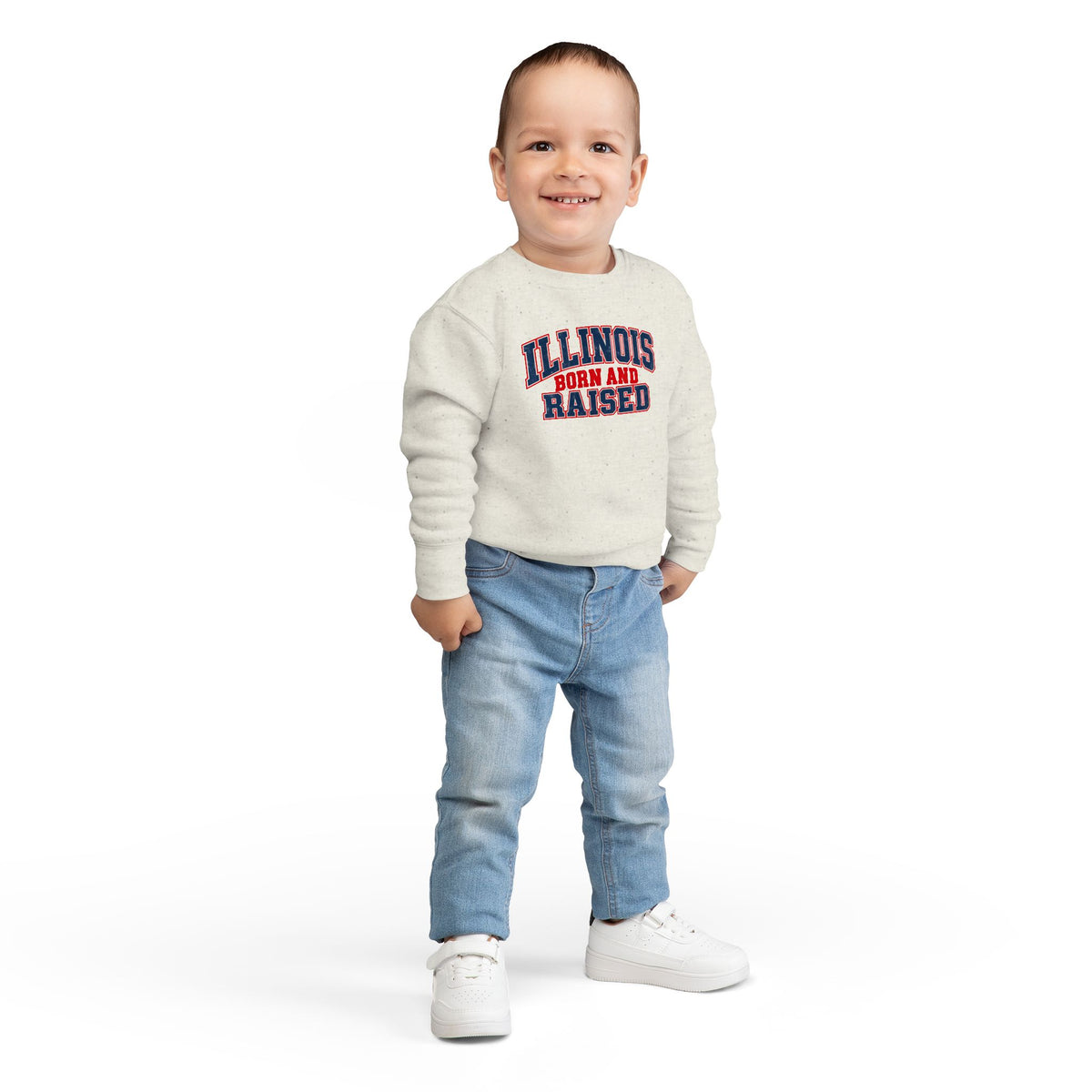 Illinois Born and Raised Vintage Collegiate Unisex Toddler Sweatshirt