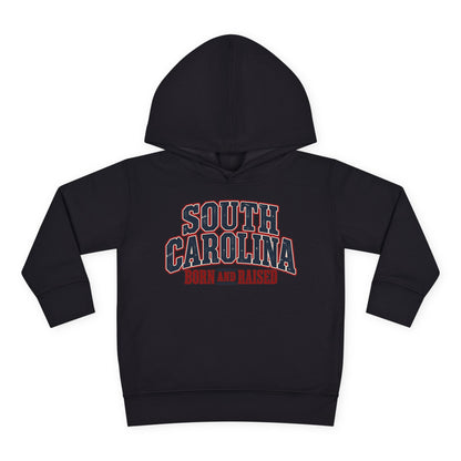 South Carolina Born and Raised Southern Americana Unisex Toddler Pullover Fleece Hoodie