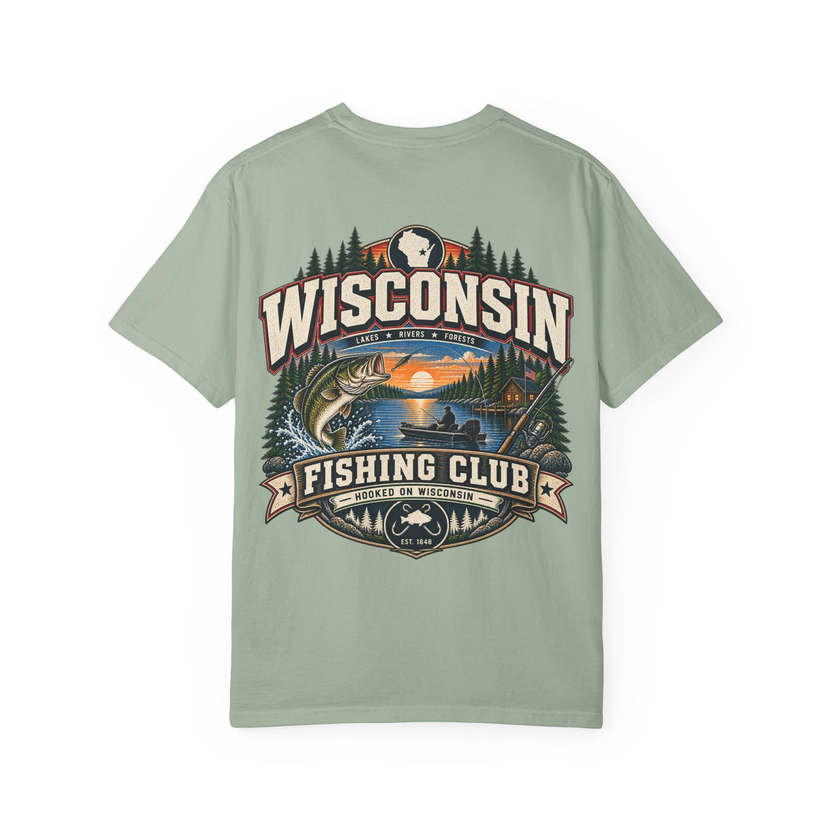 Wisconsin Fishing Club Unisex Comfort Color 1717 Streetwear Graphic Tee