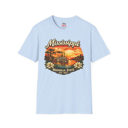 Mississippi River Sunset Unisex Softstyle T Shirt State Pride Graphic Tee Collections FS03