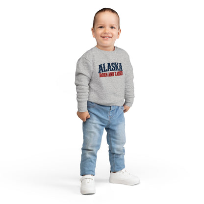 Alaska Born and Raised Rugged Americana Unisex Toddler Sweatshirt